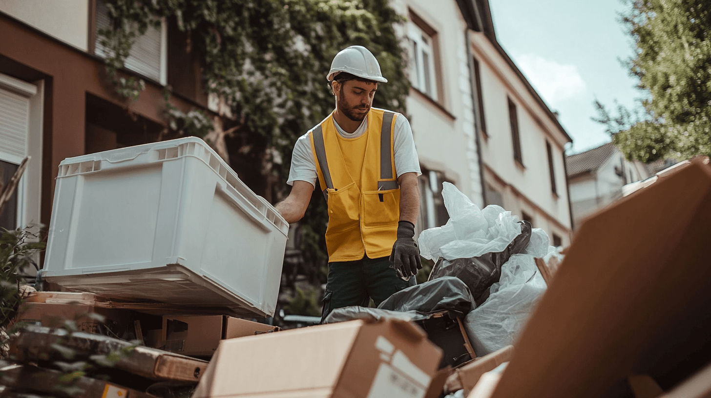 Team clearing waste and disposing of unwanted items responsibly.